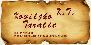 Koviljko Taralić vizit kartica